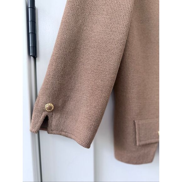 St. John Collection By Marie Gray Button Front Knit Blazer Tan Women's Size 8 - Picture 2 of 5